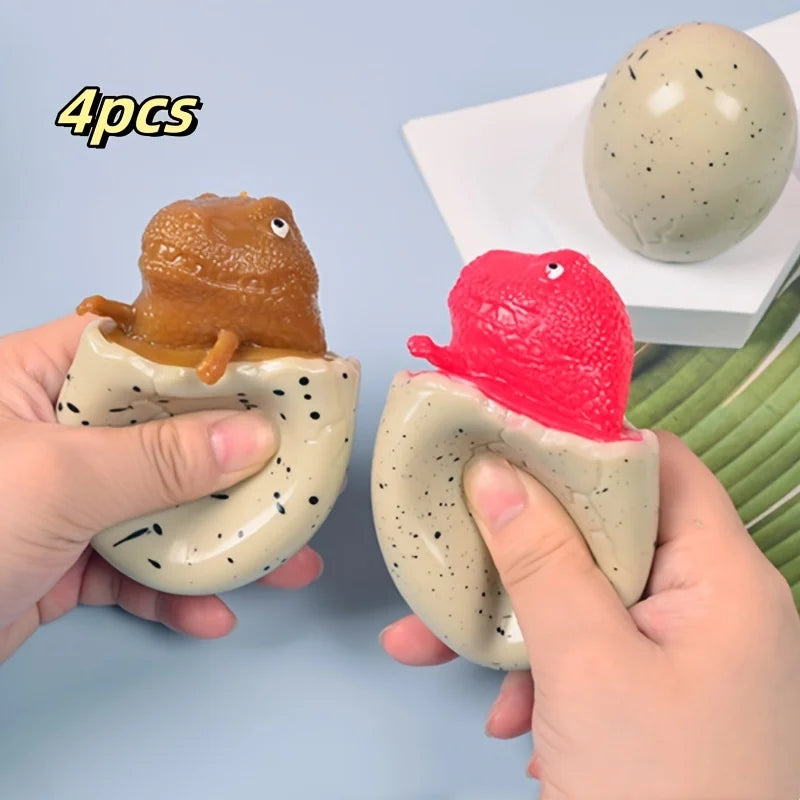4Pack Dinosaur Squishy Toys with Storage Eggs Fun Squeeze & Pinch Gag Toys for Office Holiday Gifts Party Favors Resin Material