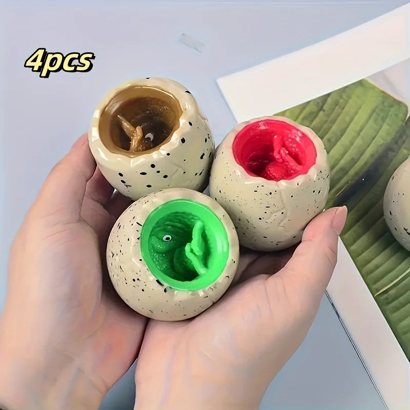 4Pack Dinosaur Squishy Toys with Storage Eggs Fun Squeeze & Pinch Gag Toys for Office Holiday Gifts Party Favors Resin Material