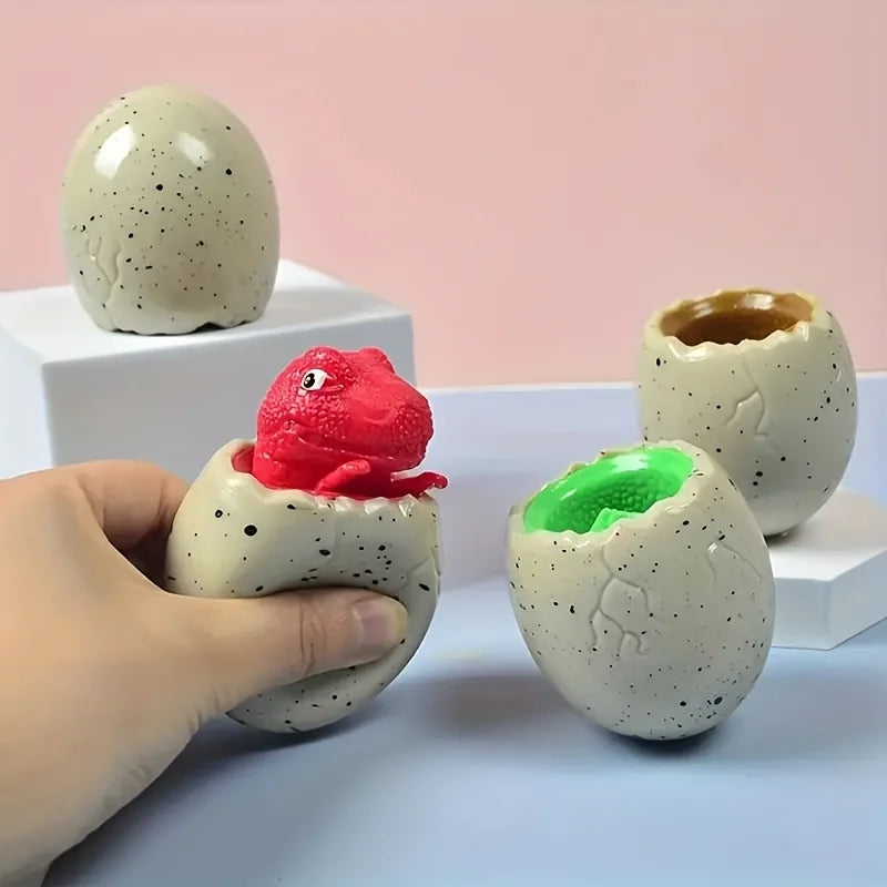 4Pack Dinosaur Squishy Toys with Storage Eggs Fun Squeeze & Pinch Gag Toys for Office Holiday Gifts Party Favors Resin Material