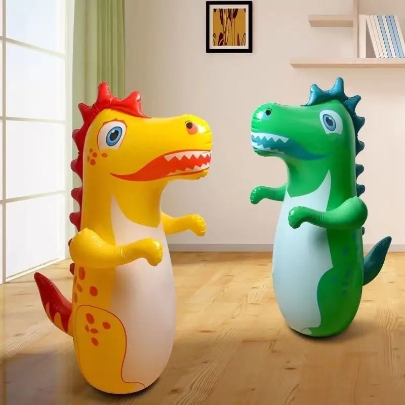 Inflatable Standing Boxing Bag for Kids - Safety Air-Stuffed Tumbler Toy Animal Design Beach Activity Game Supply for Children
