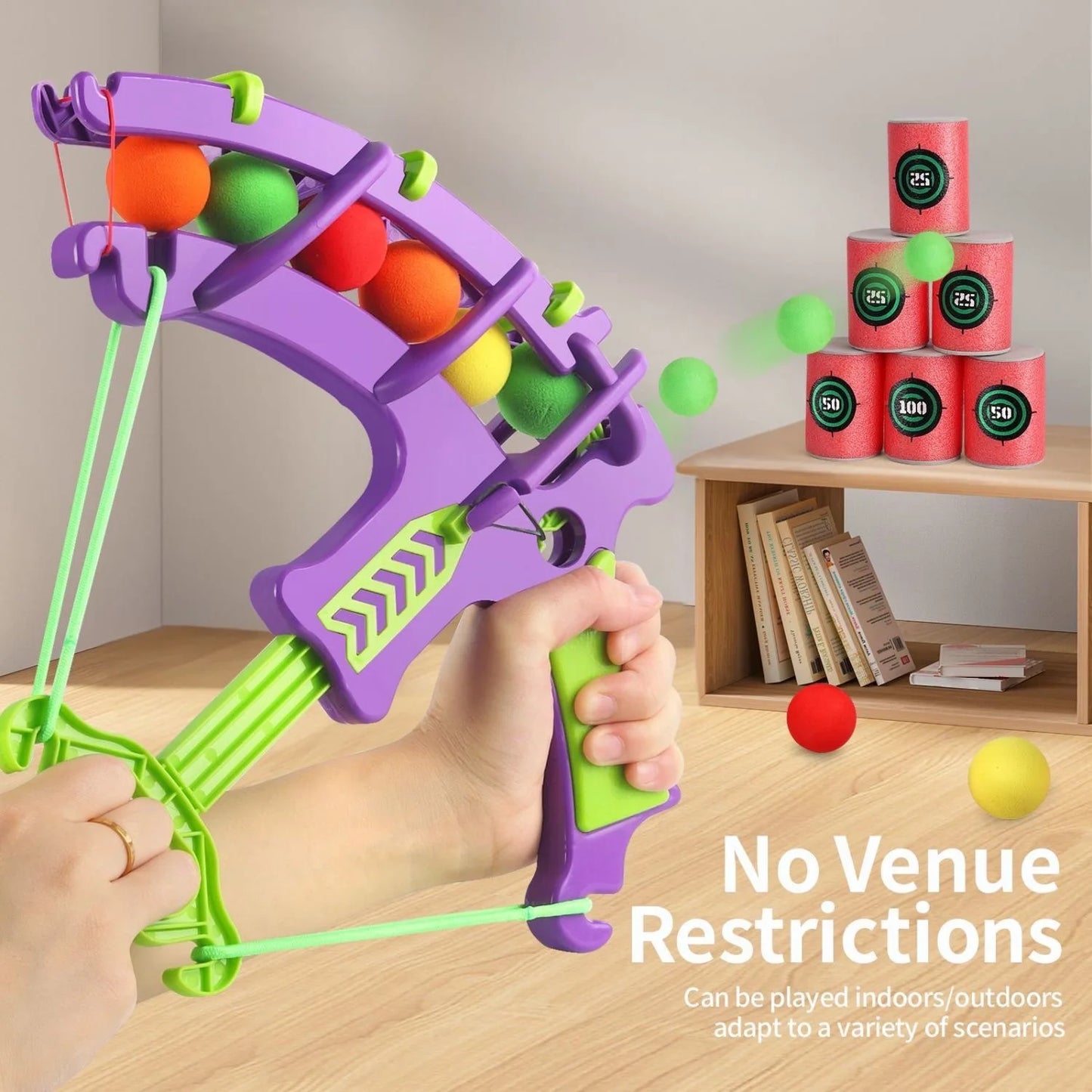 Montessori Educational Sport Game Set - Children's Outdoor Slingshot Target Practice with Sticky Ball Dartboard Basketball Board