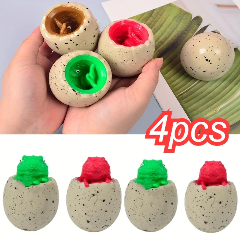 4Pack Dinosaur Squishy Toys with Storage Eggs Fun Squeeze & Pinch Gag Toys for Office Holiday Gifts Party Favors Resin Material