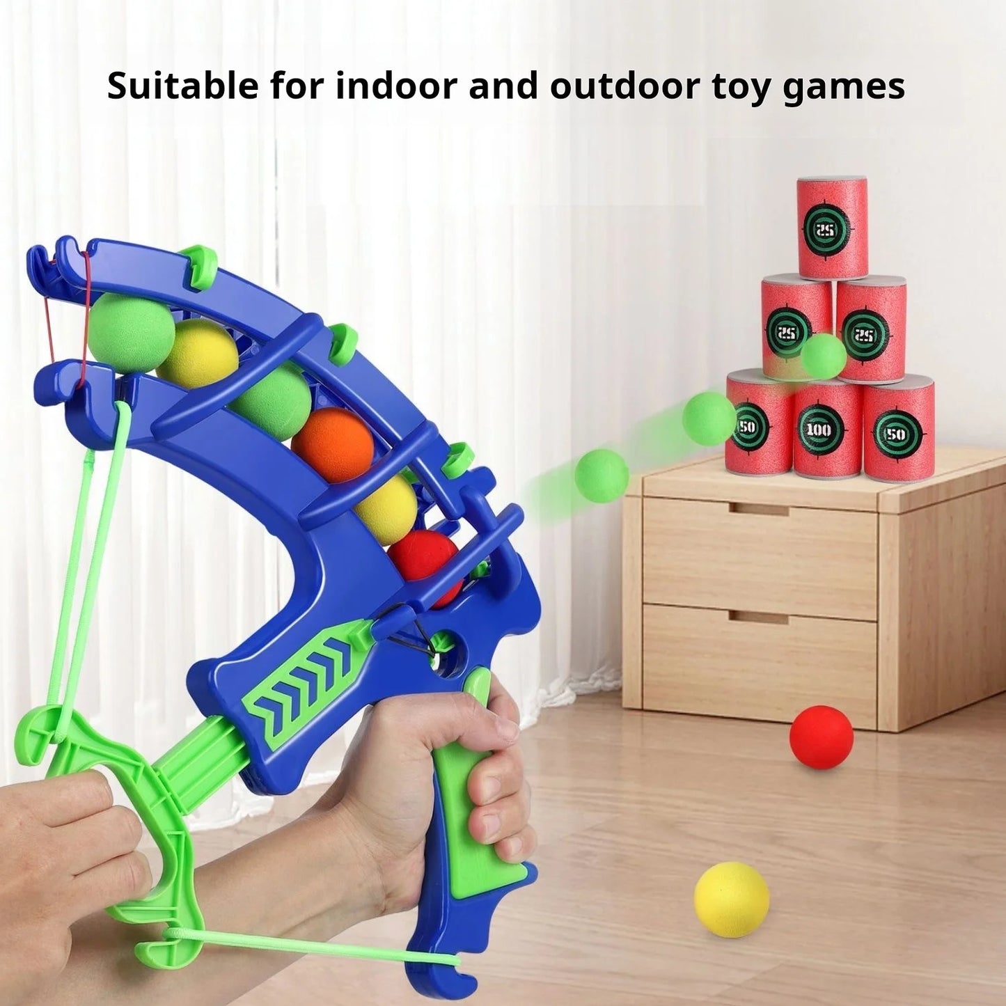 Montessori Educational Sport Game Set - Children's Outdoor Slingshot Target Practice with Sticky Ball Dartboard Basketball Board