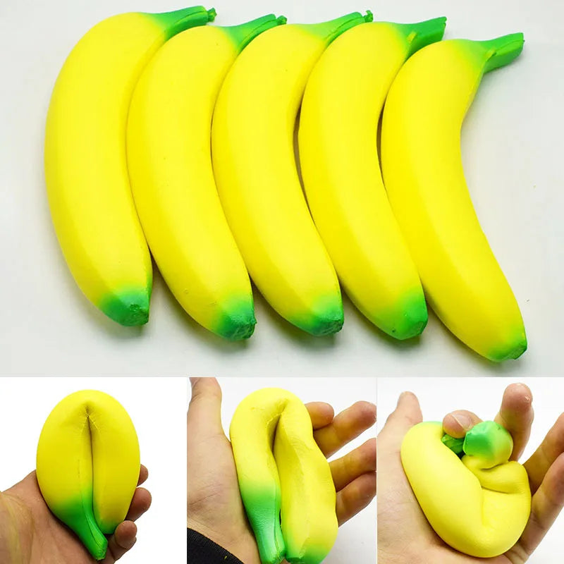Jumbo Anti-Stress Squishy Banana Toy Slow Rising Squeeze Stress Reliever Funny Fruit Prop for All Ages Funny And Relaxing