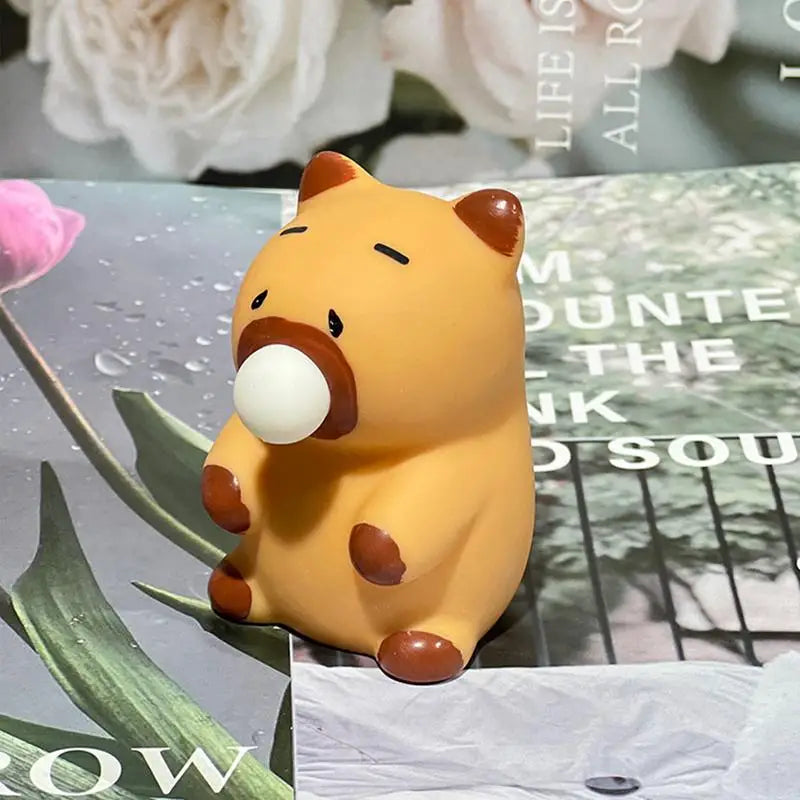 Capybara PVC Pinch Toy Blowing Bubble Sensory Fidget Small Squeeze Ball for Kids Boys Adults - Funny Relax Ball