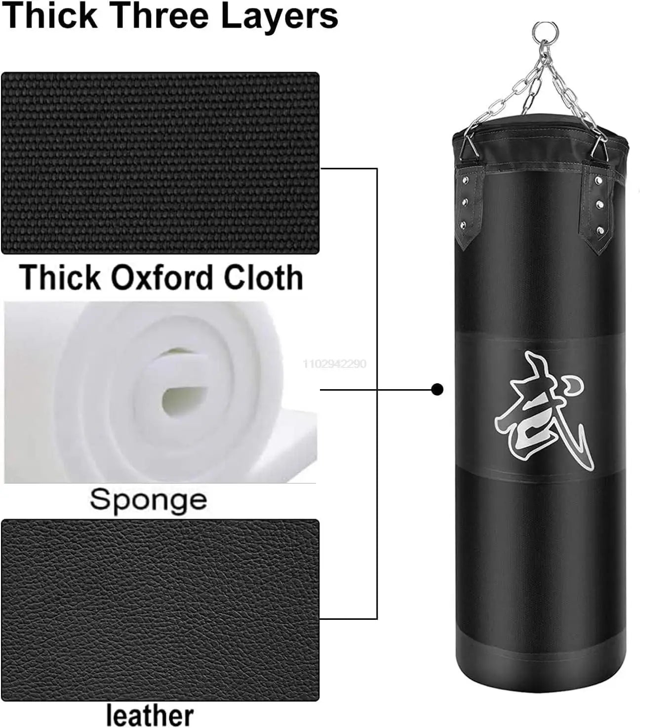 Durable Punch Sandbag for Boxing And Fitness Training with Metal Chain Hook And Carabiner for Kick And Fight Sports like Karate Taekwondo
