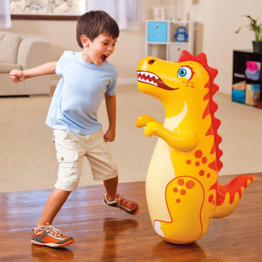 Inflatable Standing Boxing Bag for Kids - Safety Air-Stuffed Tumbler Toy Animal Design Beach Activity Game Supply for Children