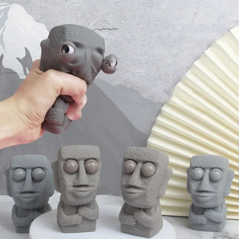 Soft Moai Statue Stress Relief Toy Slow Rebound Squeeze Toy with Interested Expression for Children Relaxing Gift