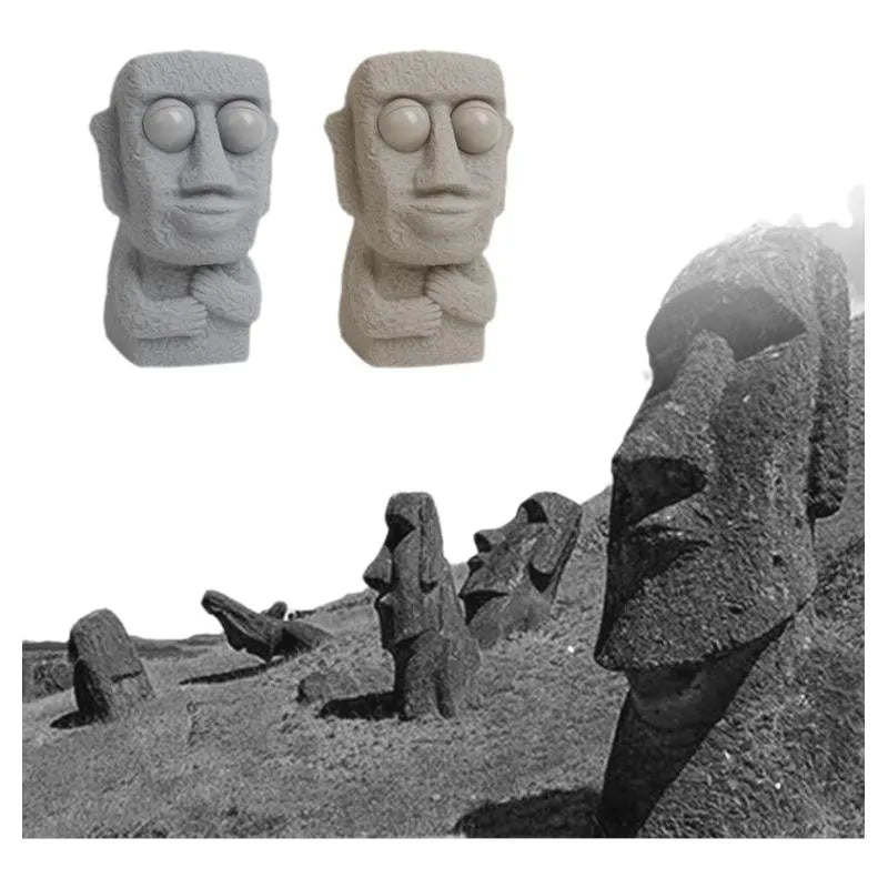 Soft Moai Statue Stress Relief Toy Slow Rebound Squeeze Toy with Interested Expression for Children Relaxing Gift