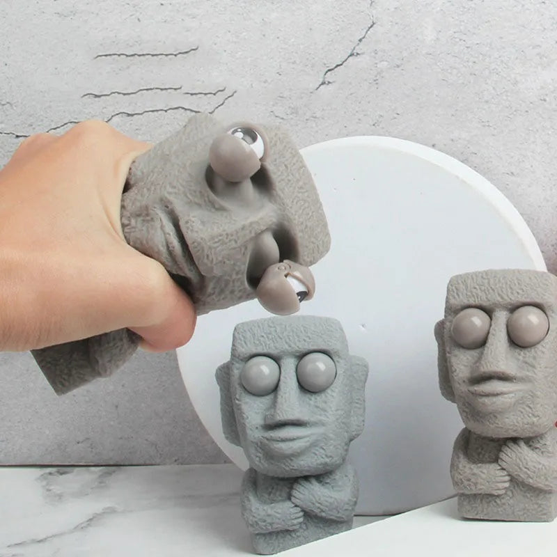 Soft Moai Statue Stress Relief Toy Slow Rebound Squeeze Toy with Interested Expression for Children Relaxing Gift